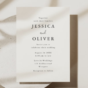 Convite para Casamento Elegante de Ivory & Black