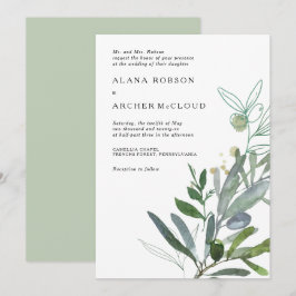 Convite para Casamento Elegante de Olive Greenery