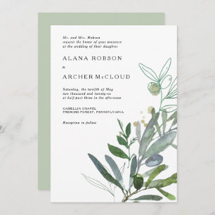 Convite para Casamento Elegante de Olive Greenery