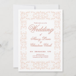 Convite para casamento elegante de renda rosa bran