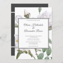Convite para Casamento Elegante de Rosas Brancas F