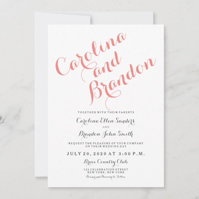Convite para Casamento Elegante de Script Clássico (Frente)