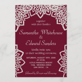 Convite Para Casamento Elegante De Silver Burgundy