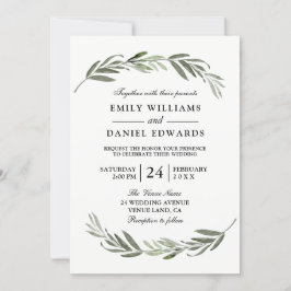 Convite para Casamento Elegante de Wreath de Water