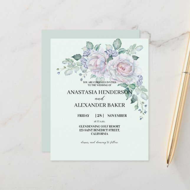 Convite para casamento elegante do orçamento. (Frente/Verso In Situ)
