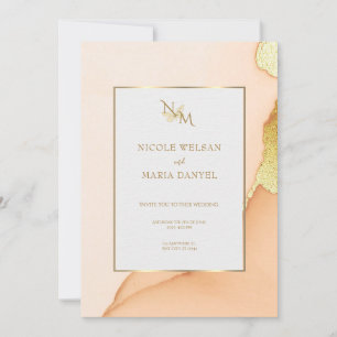 Convite para Casamento Elegante Dourado com Tinta 