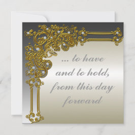 Convite para Casamento Elegante Dourado e Prata