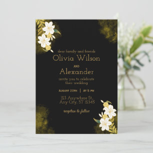 Convite para Casamento Elegante Dourado Negro