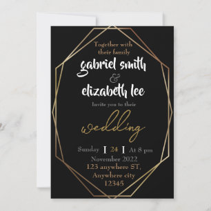 convite para casamento elegante e simples de ouro