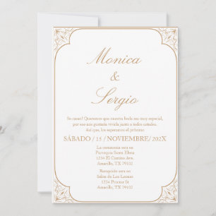 Convite para Casamento Elegante em Espanhol