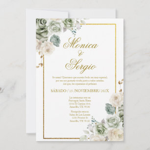Convite para Casamento Elegante em Espanhol