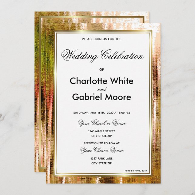 Convite para Casamento Elegante em País Russo (Frente/Verso)