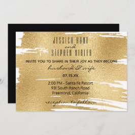 Convite para Casamento Elegante em Preto e Dourado