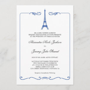 Convite para Casamento Elegante em Torre Eiffel