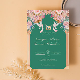 Convite para Casamento Elegante Emerald Wildflower