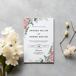 Convite para Casamento Elegante Eucalyptus & Blush