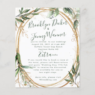 Convite para Casamento Elegante Eucalyptus Dourado