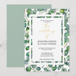 Convite para Casamento Elegante Eucalyptus Greener