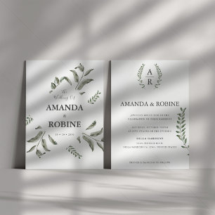 Convite para Casamento Elegante Eucalyptus Waterco