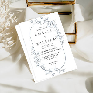 Convite para Casamento Elegante Floral Moderno Min