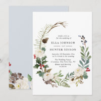 convite para casamento elegante floresce no invern