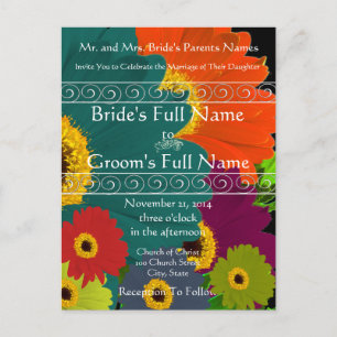Convite para Casamento Elegante Gerber Daisy