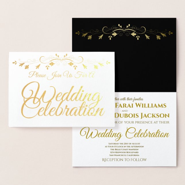 Convite para Casamento Elegante Gold Foil (Exibição)