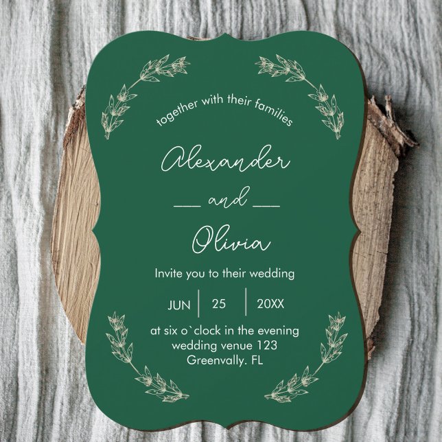 Convite para Casamento Elegante Greenery | Tipo de (Elegant Greenery Wedding Invitation | Script Font #zazzlemadev #green emerald #Decemberinvitation)