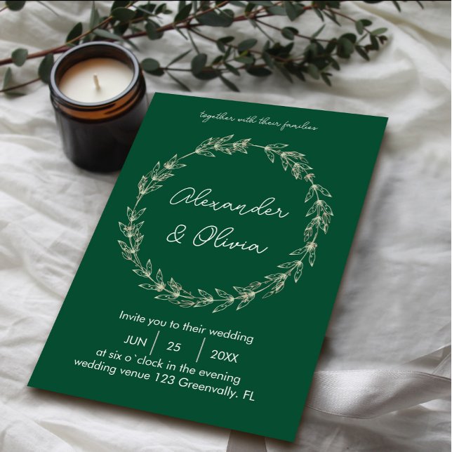 Convite para Casamento Elegante Greenery | Tipo de (Elegant Greenery Wedding Invitation | Script Font #zazzlemade #minimalistinvite #cristmas #script)