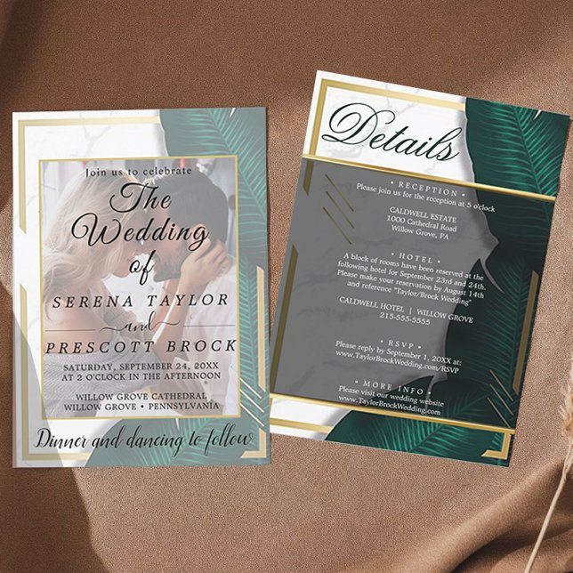 Convite para Casamento Elegante Greenery Vellum (wedding invitation with the details)