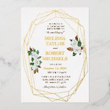 Convite para Casamento Elegante Magnolia Foil