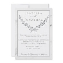 Convite para Casamento Elegante Marble e Wreath