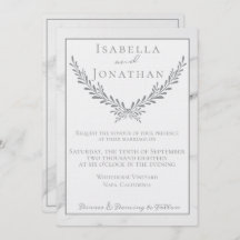 Convite para Casamento Elegante Marble e Wreath