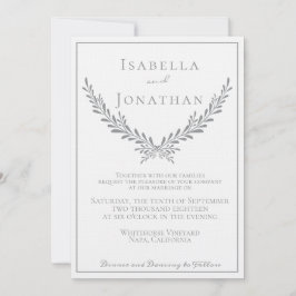 Convite para Casamento Elegante Marble e Wreath