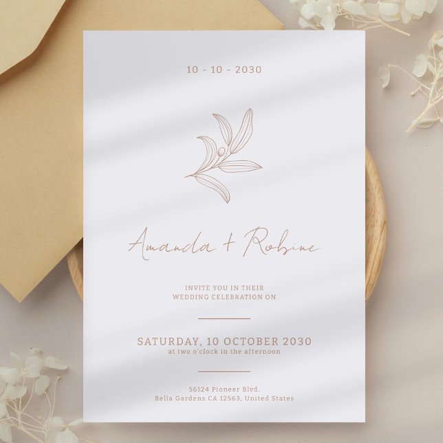 Convite para Casamento Elegante Minimalista (Criador carregado)