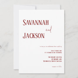 Convite para Casamento Elegante Moderno Branco e V