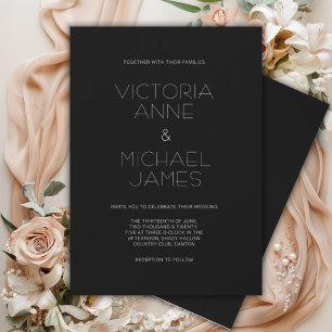 Convite para Casamento Elegante Moderno Negro e Br
