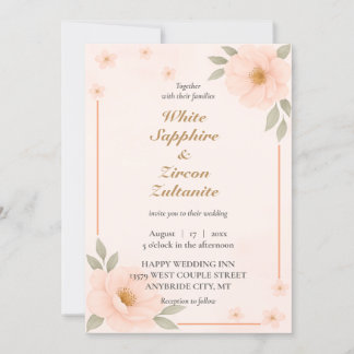 Convite para Casamento Elegante Peach Floral