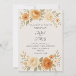 Convite para Casamento Elegante Peony & Rosa Water