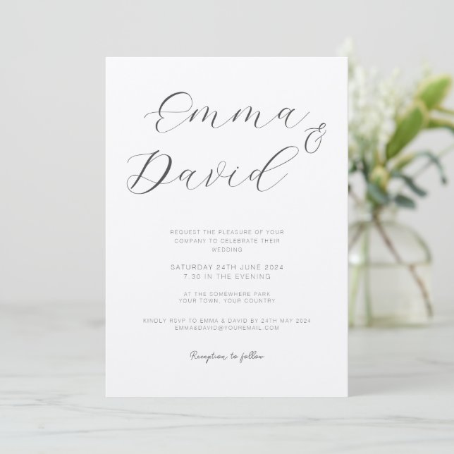 Convite para Casamento Elegante Personalizado (Em pé/Frente)