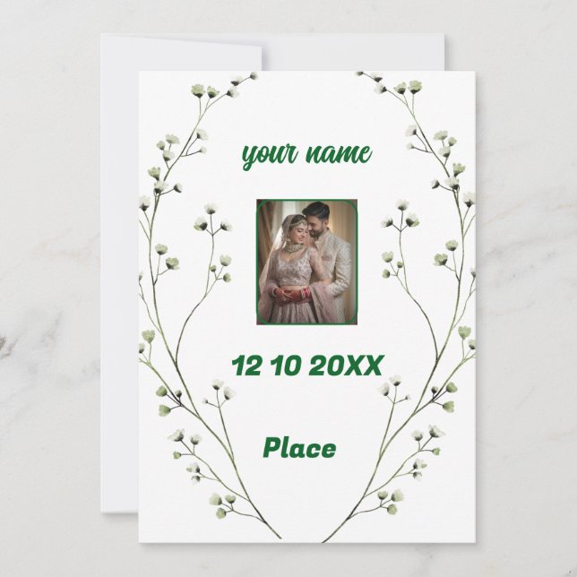 Convite para Casamento Elegante Personalizado (Frente)