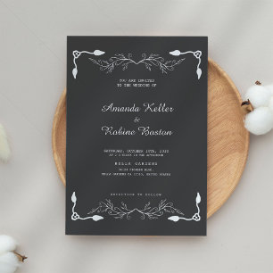 Convite para Casamento Elegante Preto e Branco