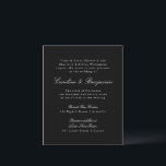 Convite para Casamento Elegante Preto-Formal de Or<br><div class="desc">Convite para Casamento Elegante de Script Clássico Tradicional de Orçamento com Texto Branco em Plano de Fundo Negro</div>