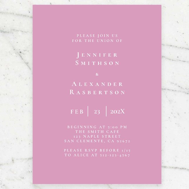 Convite para Casamento Elegante Púrpura e Branco (Criador carregado)