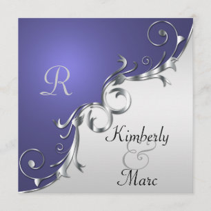 Convite para Casamento Elegante Roxo e Prata