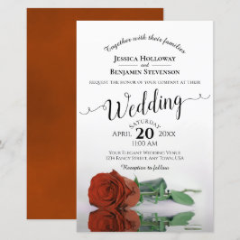 Convite para Casamento Elegante Rust Orange Rosa B