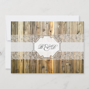 Convite para Casamento Elegante Rústico de Madeir