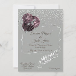 Convite para Casamento Elegante Silver e Mauve