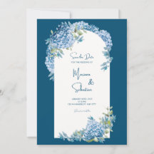 Convite para Casamento Elegante Simples Azul