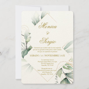 Convite para Casamento Elegante Verde em Espanhol
